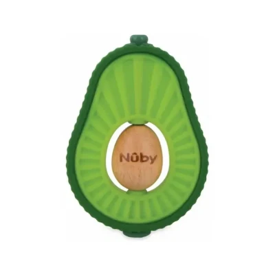 Afbeelding van Nuby Bijtspeeltje Bijtspeelgoed Avocado voor baby Silicone en Hout 6+ maanden