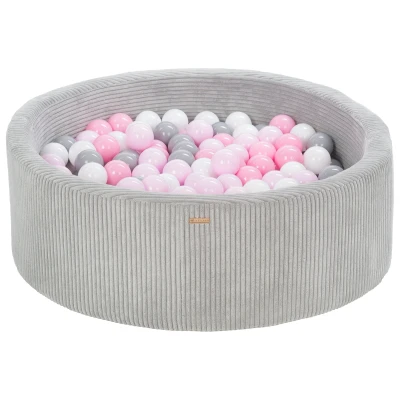 Afbeelding van ballenbad, corduroy, 200 ronde ballen, diameter 90 cm, zwembadkleur: grijs/wit, grijs, roze, pastelroze