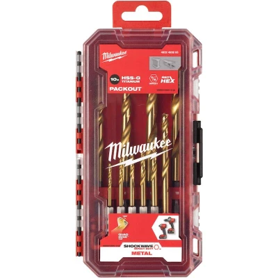 Afbeelding van Milwaukee Metaalboren Set Hss g Tin Red Hex Shockwave (10 delig)