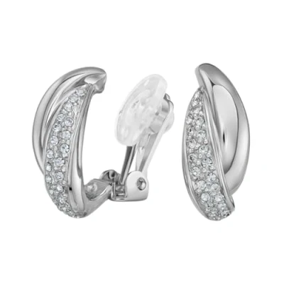 Afbeelding van Traveller Clip Oorbellen Oorclips Dames Zilverkleurig Preciosa Crystals Geplatineerd 21x9 mm 157684