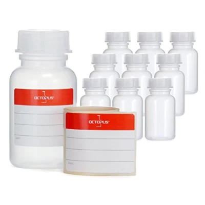 Afbeelding van Octopus 10 stuks 100 ml brede hals flessen van polyethyleen met lage dichtheid en schroefdop, lege voor chemicaliën, laboratoriumflessen dop als container