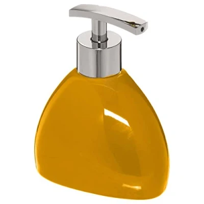 Afbeelding van 5Five Zeeppompje/zeepdispenser van keramiek mosterd geel 300 ml
