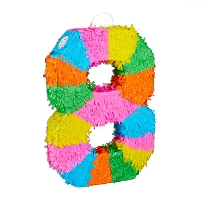 Image de Relaxdays 10025189_910 Pinata Anniversaire Chiffre 8 à suspendre Enfants &amp; Adultes Papier remplir soi même Piñata Multicolore