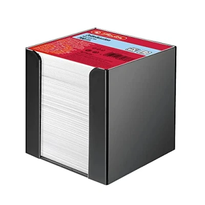 Image de Herlitz 1600360 boîte pour bloc notes livrée avec 700 post it blancs 9 x cm (noir)