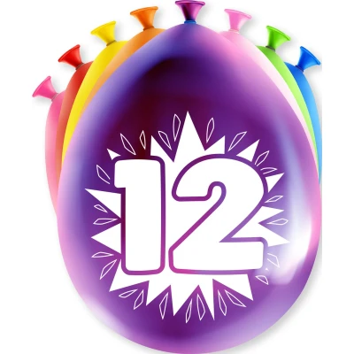 Afbeelding van Ballonnen 12 jaar party 30cm 8 stuks