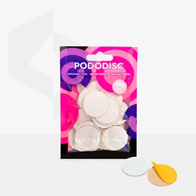 Afbeelding van 50 stuks reservevijlen voor Pododisc Staleks Pro pedicureschijven L korrel 180 wit