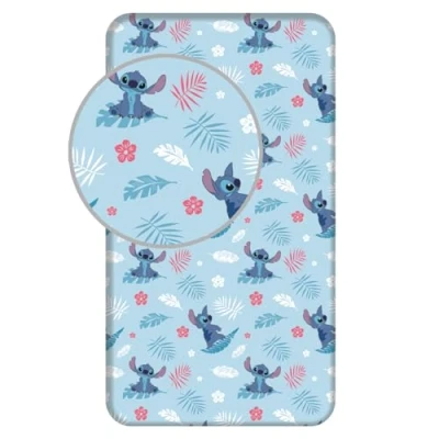 Afbeelding van Stitch hoeslaken Blue Eenpersoons 90 x 200 cm Katoen