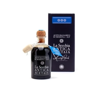 Afbeelding van La Secchia Balsamico azijn model IGP &quot;Drie sterren&quot;, oud in 12 vaten van kersen, gemiddelde dichtheid, 250 ml fles met kurkmes