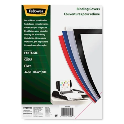 Image de Pack de 50 Couvertures reliure Fellowes Fantaisie en PVC 500 microns Transparent