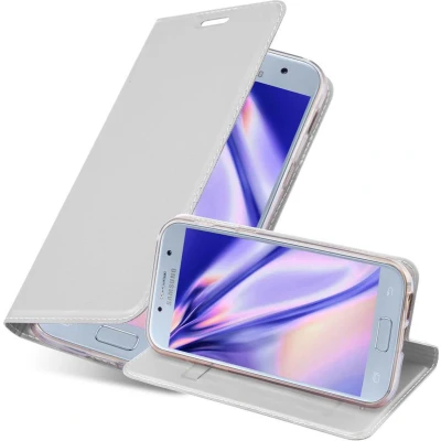 Afbeelding van Cadorabo Hoesje geschikt voor Samsung Galaxy A5 2017 in CLASSY ZILVER Beschermhoes met magnetische sluiting, standfunctie en kaartvakje Book Case Cover Etui