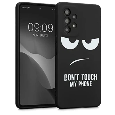 Afbeelding van kwmobile telefoonhoesje geschikt voor Samsung Galaxy A53 5G Hoesje smartphone in wit / zwart Backcover van TPU Don&#039;t Touch My Phone design