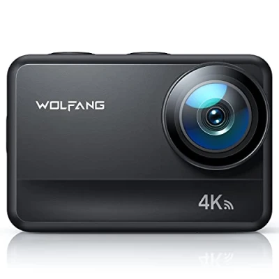 Afbeelding van WOLFANG GA400 Sportcamera 4K 60 fps actiecamera waterdicht 40 m EIS stabilisator motorcamera groothoek Ultra HD videocamera vlog touchscreen camera met afstandsbediening, 2 batterijen 1350 mAh (GA400)