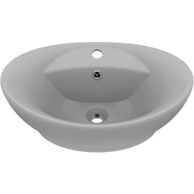 Afbeelding van Wastafel met overloop ovaal 58,5x39 cm keramiek mat lichtgrijs