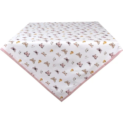 Afbeelding van Clayre &amp; Eef Tafelkleed 100x100 cm Beige Roze Katoen Vierkant