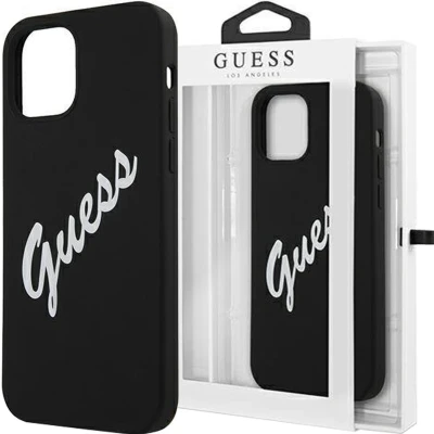Afbeelding van GUESS Silicone Vintage Backcase Hoesje iPhone 12 Pro Max Zwart
