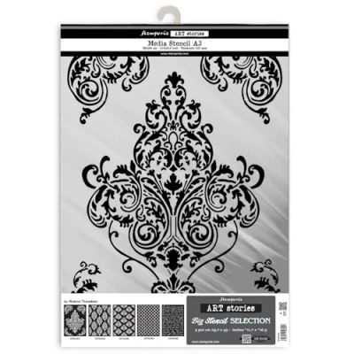 Afbeelding van Stamperia Art Stories A3 Big Stencil Selection (5pcs) (KSTDA3X01)