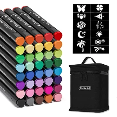 Afbeelding van Shuttle Art 40 stuks permanente markers met dubbele punt voor stof, T shirts, schoenen, niet giftig en braamvrij, kinderen volwassenen