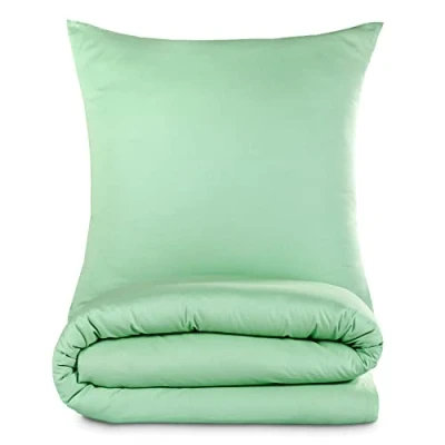 Afbeelding van Alreya Renforcé Housse de Couette (Juste la Housse) 100% Coton 200x220 cm Vert Seulement avec Fermeture éclair