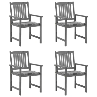 Afbeelding van Tuinstoelen 4 st met kussens massief acaciahout grijs