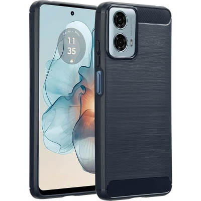Afbeelding van imoshion Hoesje Geschikt voor Motorola Moto G04 / G24 Siliconen Brushed Backcover Donkerblauw