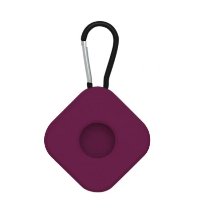 Afbeelding van AirTag case square series siliconen sleutelhanger met ring donkerpaars