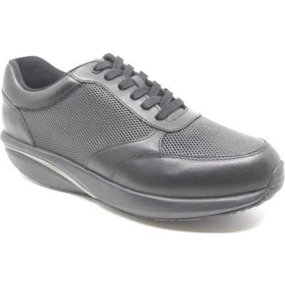 Afbeelding van MBT, NAFASI 5 M BLACK, 703153 257N, Zwarte heren veterschoenen wijdte G