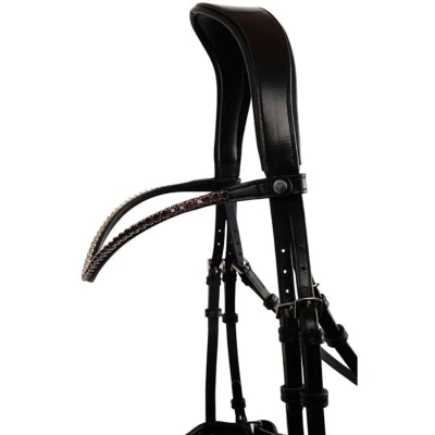 Afbeelding van Montar Frontriem Fair Crystal Curved Plum/Zwart Pony