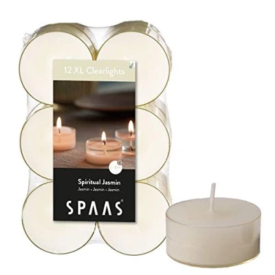 Afbeelding van Spaas Theelichten Clearlights Spiritual Jasmine Branders Ø56x21 mm Wit 12 stuks Ca. 8 H