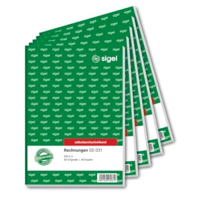 Afbeelding van SIGEL SD031 zelfdoorschrijvende factuur, A5, 2 x 40 vellen, 5 stuks