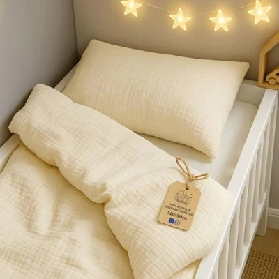 Afbeelding van Housse de couette enfant En Mousseline 100x135 cm Coton linge lit pour enfants Parure avec housses 100 x 135 et taie d’oreiller 40 60 bébé lits