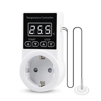 Afbeelding van Thermostaat stopcontacten digitale temperatuurregelaar: verwarmingsthermostaat met NTC sonde voor radiatoren, thermostaatcontactdoos kas, aquariumverwarming koeling (1)
