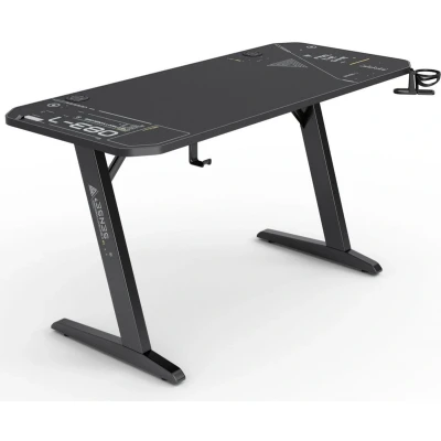 Afbeelding van SENSE7 Nomad Cybernetic Computerbureau Gamingbureau Zwarte Stabiele bouw Groot tafelblad 140 x 60 cm Bekerhouder Hoofdtelefoonhouder Kabel organiser