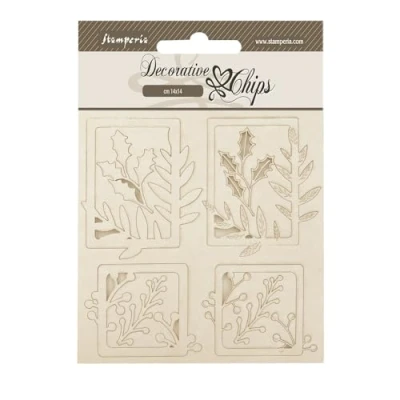 Afbeelding van Stamperia Gear up for Christmas Decorative Chips 4 Squares (SCB233)