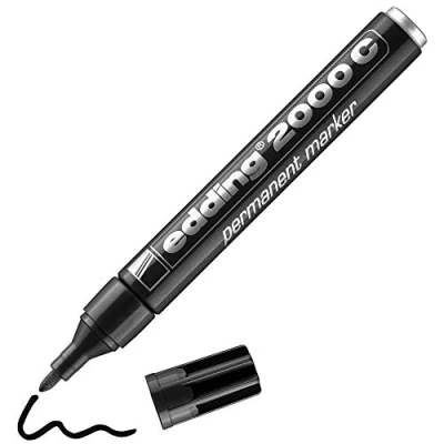 Afbeelding van Edding 2000 C permanente marker, zwart, 1 pen, ronde punt 1,5 3 mm, sneldrogend, water en veegbestendig, voor karton, kunststof, hout, metaal, universele marker