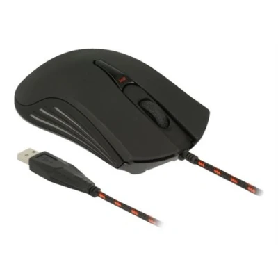 Image de Delock Souris droitiers et gauchers optique 4 boutons filaire USB noir rouge Pour la vente au détail