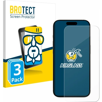 Afbeelding van BROTECT Screenprotector voor Apple iPhone 15 Pro Folie Beschermfolie Beschermglas transparant (3 Stuks)