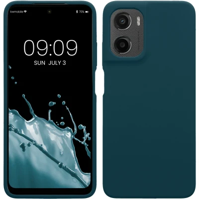 Afbeelding van kwmobile telefoonhoesje geschikt voor Motorola Moto G05 / E15 Hoesje met siliconen coating Smartphone case in petrol