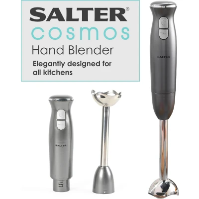 Afbeelding van Salter Cosmos handblender, 2 snelheden, afneembare roestvrijstalen staaf en messen, 400 W, grijs/zilver