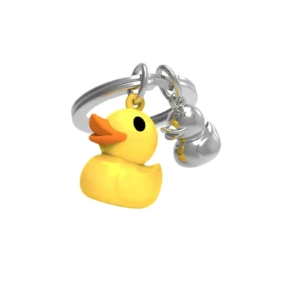 Image de Metalmorphose Porte clés alliage de zinc taille : 3,5 x 1,5 8 cm famille canards jaune, chrome brillant