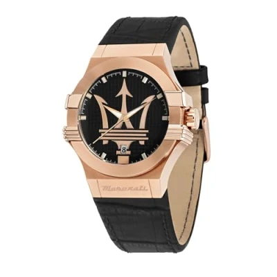 Image de Maserati Montre homme, temps, date, analogique, boîtier 42 mm, édition limitée collection puissance R8851108036, Noir, 42, bracelet