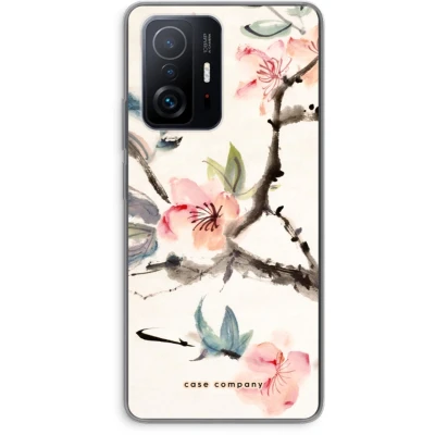 Afbeelding van Case Company® hoesje geschikt voor Xiaomi 11T Pro Japanse bloemen Soft Cover Telefoonhoesje Bescherming aan alle Kanten en Schermrand