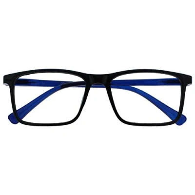 Image de OPULIZE Ink Reading Glasses Mixte, Front Noir avec Bras Bleus, +2,50 Grossissement