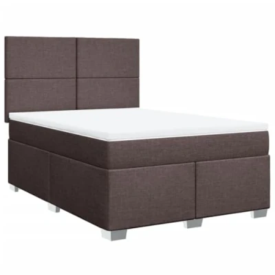 Afbeelding van vidaXL Boxspring met matras stof donkerbruin 140x190 cm
