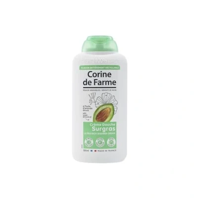 Image de Corine de Farme Crème douche super grasse à l&#039;huile d&#039;amande douce pH neutre Origine naturelle Contrôle dermatologique Fabrication française 500 ml