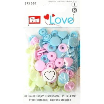 Afbeelding van PRYM LOVE DRUKKNOPEN HART 12,4MM ROZE GROEN