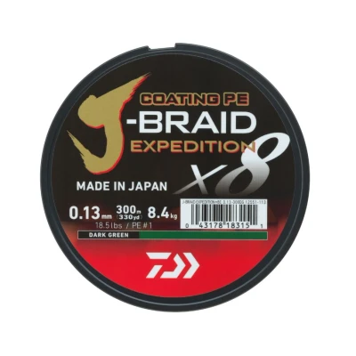 Afbeelding van Daiwa J Braid Expedition X8E Gevlochten lijn Dark Green 0.06mm/5.2kg (150m)