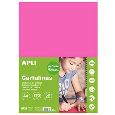 Image de Apli 14248 50 Feuilles de papier cartonné Couleur : Fuhsia Format A4