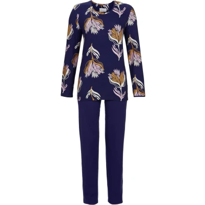 Afbeelding van Marineblauwe pyjama bloemen Ringella Blauw Maat 54