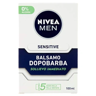 Afbeelding van NIVEA MEN Sensitive aftershave Balsem, extra zacht, 100 ml, voor mannen met kamille extract en vitamine E, revitaliserende baard de gevoelige huid