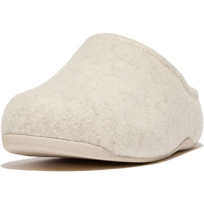 Afbeelding van FitFlop Shuv Cushy Vilten Clogs Pantoffels/Sloffen WIT Maat 39